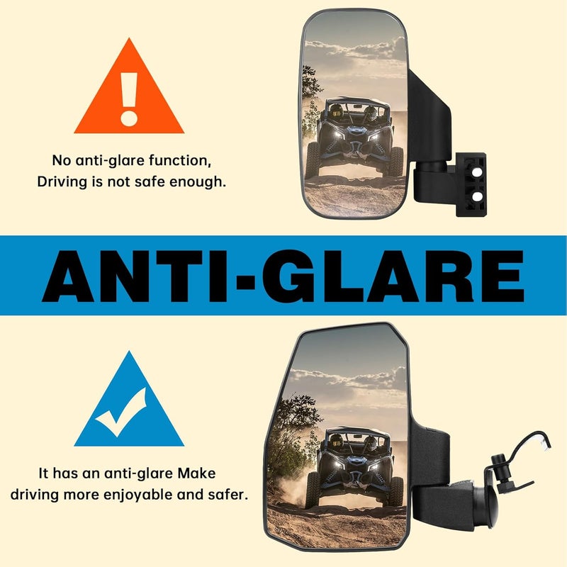 SHEJISI Ranger Side Mirrors,You No Longer Need to Adjust by Hand，Innovative Automatic Reset Function,New UTV Mirrors Compatible with Polaris Ranger General, Can Am Defender HD8 10, 2021-2025 Commander - Image 4